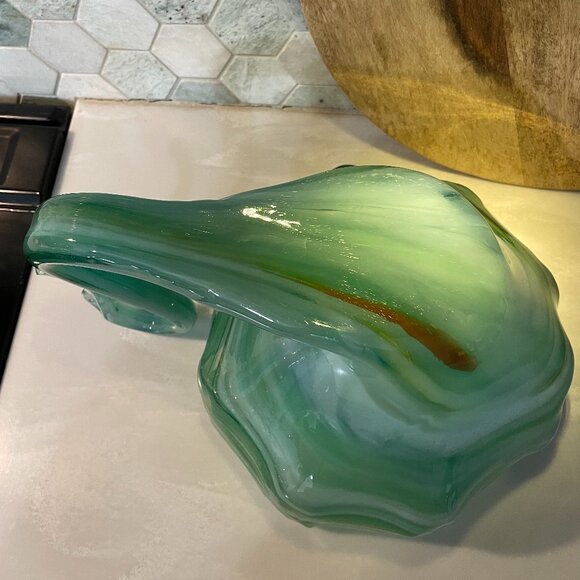 MCM Vintage Murano Style Handblown Glass Swan Bowl/Vase Shades of Blueish Green - Picture 5 of 5